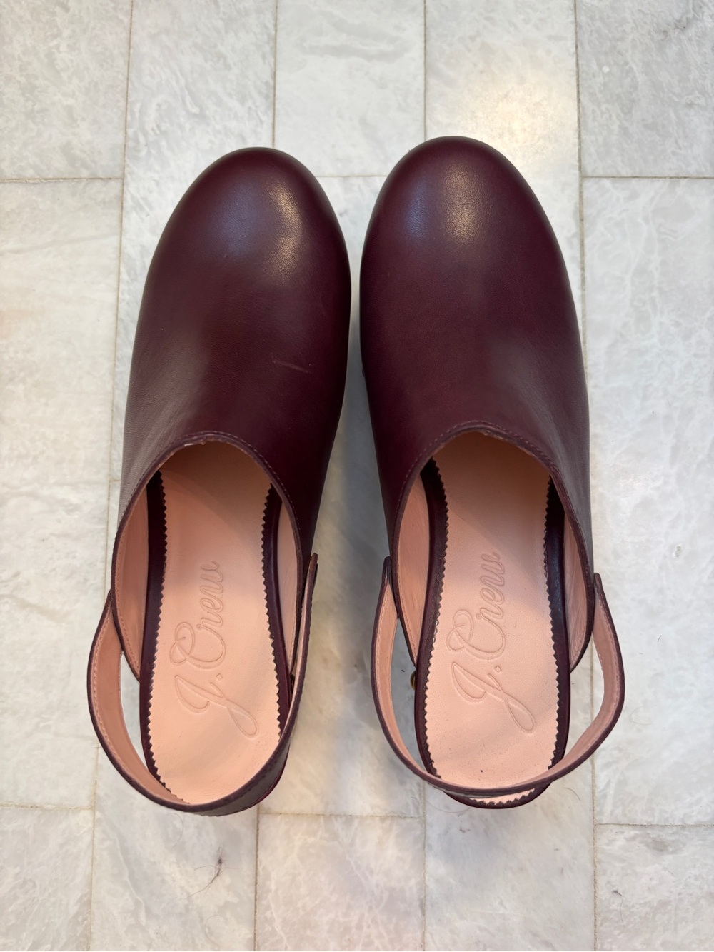 J. Crew Women's Port Wine Leather Slingback Mules